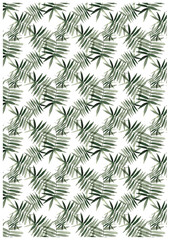 Fototapeta na wymiar Watercolour Fern Leaf Pattern Wallpaper. 