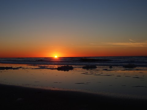 Sunset in a North Sea Beach in the Netherlands (Zandfoort aan Zee, November 2016)	