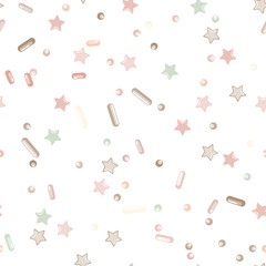 Sprinkle Cupcake Donut Topping. Seamless Pattern 