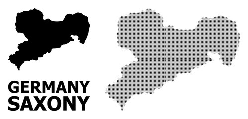 Vector Halftone Pattern and Solid Map of Saxony State