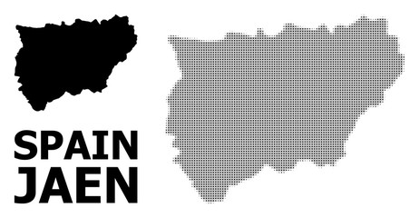 Vector Halftone Mosaic and Solid Map of Jaen Spanish Province