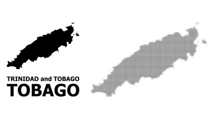 Vector Halftone Mosaic and Solid Map of Tobago Island