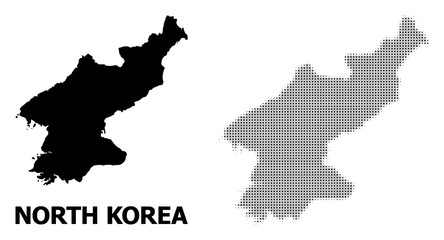 Vector Halftone Pattern and Solid Map of North Korea