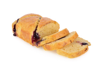 butter blueberry cake on white background