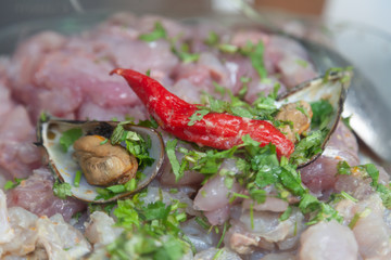 Close up shot of a ceviche