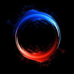 Vivid abstract background. Beautiful design of rotation frame.  .Mystical portal. Bright sphere lens. Rotating lines. Glow ring. .Magic neon ball. Led blurred swirl. Spiral glint lines.