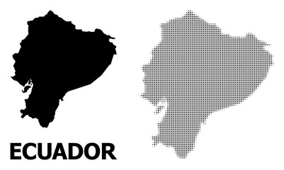 Vector Halftone Pattern and Solid Map of Ecuador