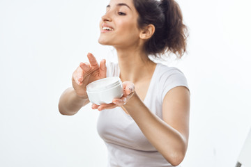 young woman with glass of milk