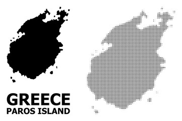 Vector Halftone Pattern and Solid Map of Paros Island