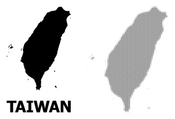 Vector Halftone Pattern and Solid Map of Taiwan