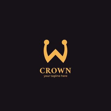 Letter W crown clown hat logo icon symbol simple