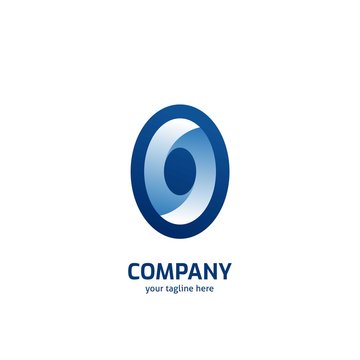 Abstract modern circle loop O logo icon corporate deep blue color