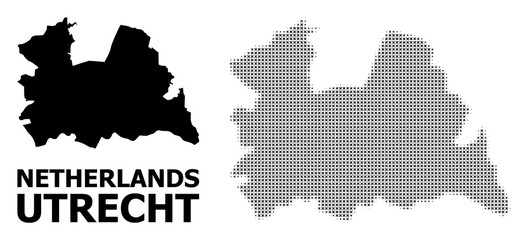 Obraz premium Vector Halftone Mosaic and Solid Map of Utrecht Province