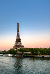 Fototapeta premium The Eiffel Tower across the River Seine in Paris, France.