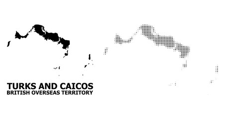 Obraz premium Vector Halftone Pattern and Solid Map of Turks and Caicos Islands