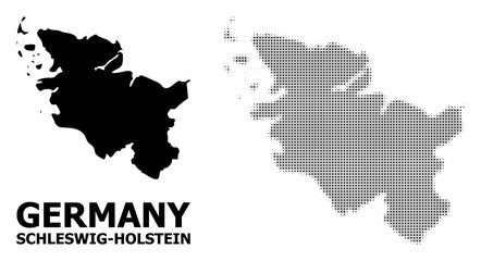 Obraz premium Vector Halftone Pattern and Solid Map of Schleswig-Holstein State