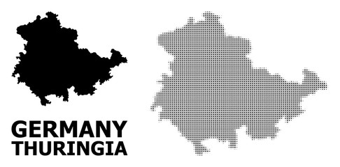 Fototapeta na wymiar Vector Halftone Pattern and Solid Map of Thuringia State