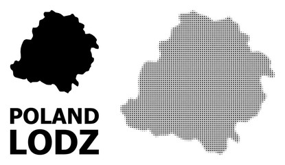 Vector Halftone Pattern and Solid Map of Lodz Province