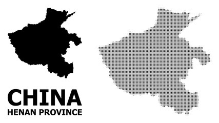 Vector Halftone Mosaic and Solid Map of Henan Province