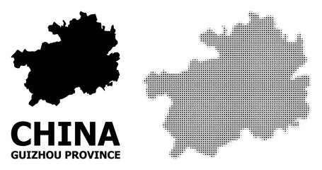 Vector Halftone Mosaic and Solid Map of Guizhou Province