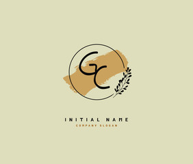 G C GC Beauty vector initial logo, handwriting logo of initial signature, wedding, fashion, jewerly, boutique, floral and botanical with creative template for any company or business.