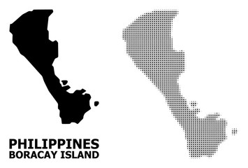 Vector Halftone Pattern and Solid Map of Boracay Island
