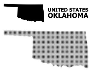 Vector Halftone Pattern and Solid Map of Oklahoma State