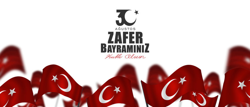 30 August, Victory Day in Turkey, (30 agustos, zafer bayrami.)  Billboard, Poster, Social Media, Greeting Card template vector illustration.