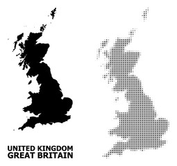 Vector Halftone Mosaic and Solid Map of Great Britain