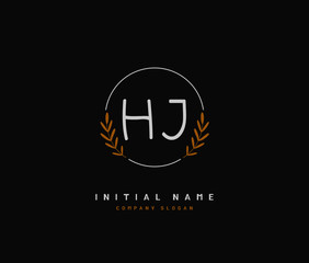 H J HJ Beauty vector initial logo, handwriting logo of initial signature, wedding, fashion, jewerly, boutique, floral and botanical with creative template for any company or business.