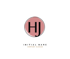 H J HJ Beauty vector initial logo, handwriting logo of initial signature, wedding, fashion, jewerly, boutique, floral and botanical with creative template for any company or business.