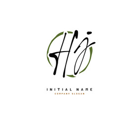 H J HJ Beauty vector initial logo, handwriting logo of initial signature, wedding, fashion, jewerly, boutique, floral and botanical with creative template for any company or business.