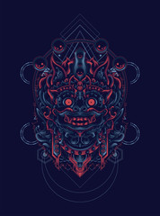 barong the culture of Balinese with sacred geometry pattern as the background