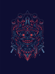 barong the culture of Balinese with sacred geometry pattern as the background