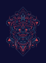 barong the culture of Balinese with sacred geometry pattern as the background