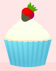 Vanilla Cupcake with Strawberry