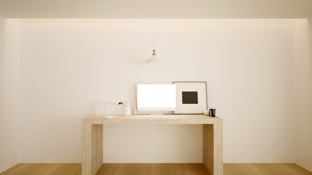 The interior living minimal and work space in condominium	