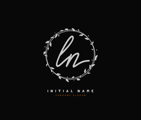 L N LN Beauty vector initial logo, handwriting logo of initial signature, wedding, fashion, jewerly, boutique, floral and botanical with creative template for any company or business.