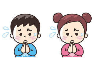 手を合わせてごめんなさい　子供