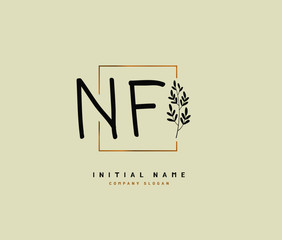 N F NF Beauty vector initial logo, handwriting logo of initial signature, wedding, fashion, jewerly, boutique, floral and botanical with creative template for any company or business.