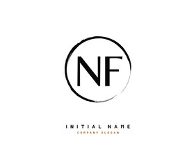 N F NF Beauty vector initial logo, handwriting logo of initial signature, wedding, fashion, jewerly, boutique, floral and botanical with creative template for any company or business.