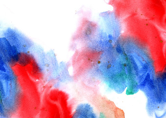 Abstract colorful watercolor background for graphic design, hand painted on paper