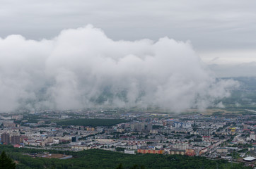 Fototapeta na wymiar Fog, Yuzhno-Sakhalinsk