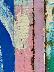 Holz Texturen bemalt -  bunte Bretter blau rosa - Wand als Textur Vorlage / Hintergrund