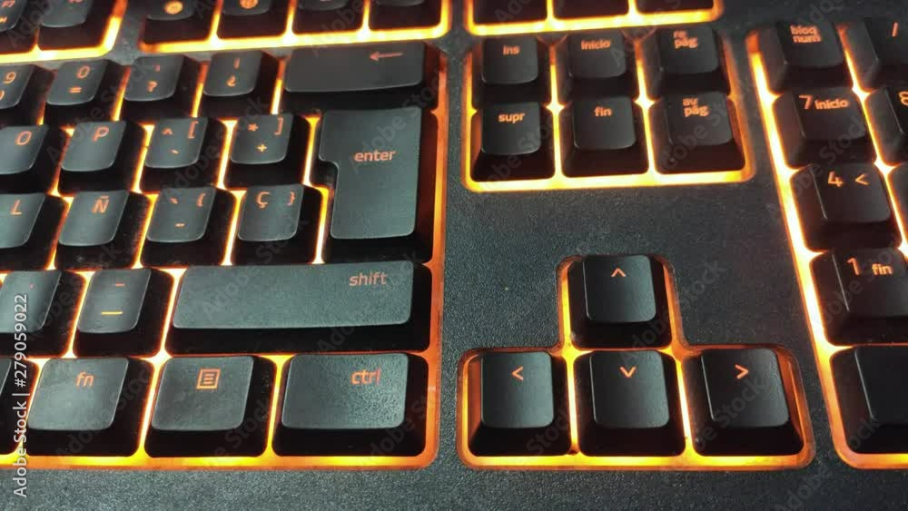 Poster computer keyboard changing color lights
