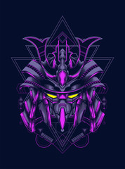 Mecha head with sacred geometry pattern as  the background for any digital or apparel stuff