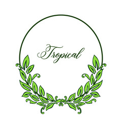 Card texture of summer tropical, plant of bright green leaves and flower frame. Vector