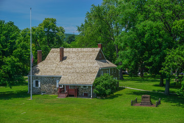 Fototapeta na wymiar Newburgh, New York: Hasbrouck House (1750), Washington's headquarters during the Revolutionary War, National Historic Landmark.