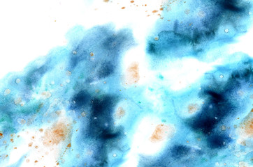 Abstract colorful watercolor background for graphic design, hand painted on paper