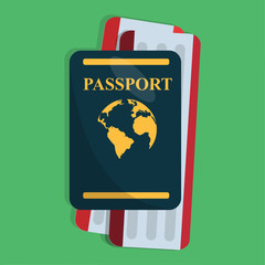 passport with the tickets isolated vector illustration 